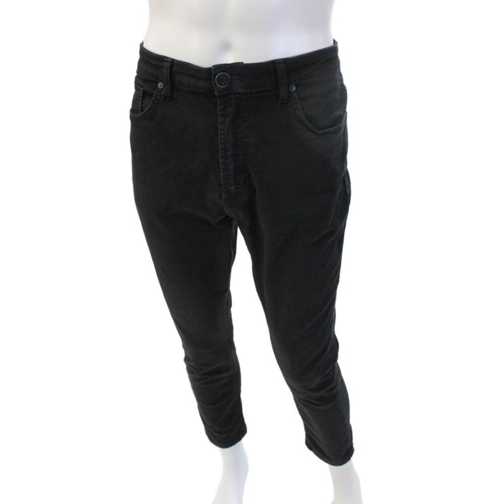 Monfrere Mens Cropped Ankle Pants Black Cotton Blend Button Size 36